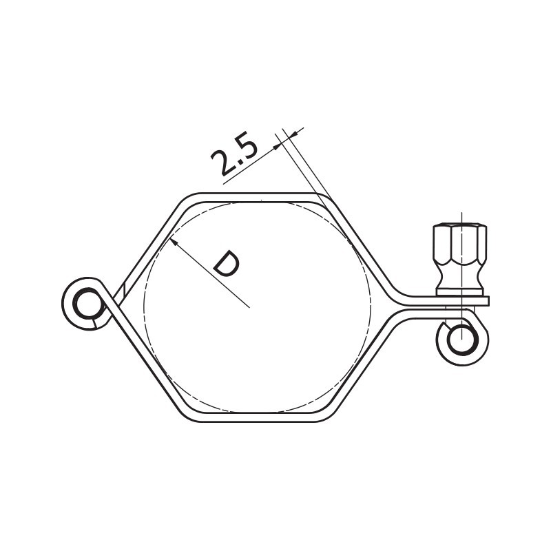 Collier hexagonal support de tuyauterie sans tige - tube ISO - inox 304 -  SOFRA INOX