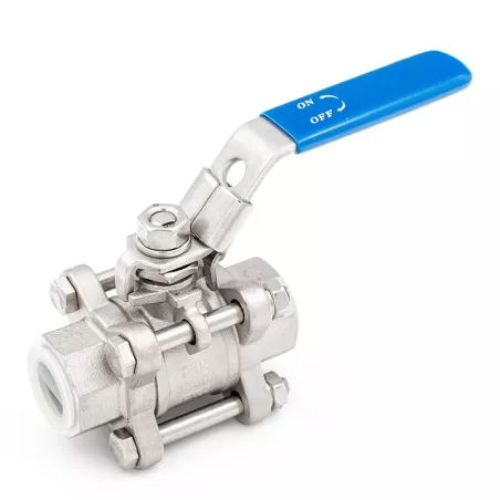 3-piece female-female ball valve, full bore - SOFRA-INOX