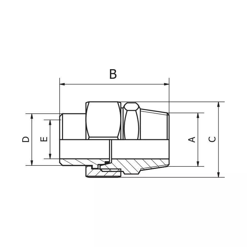 Union Fitting Double Sealing Cone + PTFE Gasket - Male BW - Octagonal ...