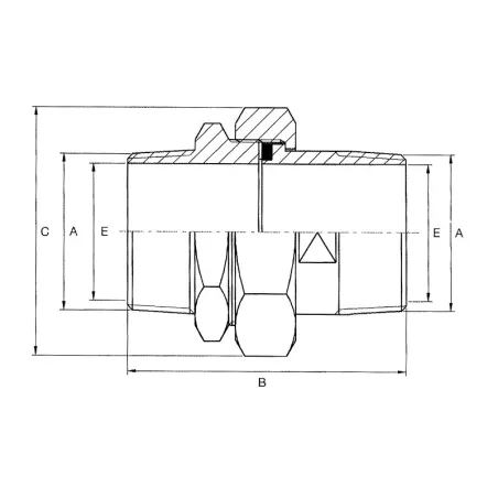 3 pieces Union fitting - Male Male with gasket - Octogonal nut - NPT ...