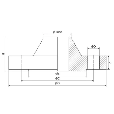 Welding neck flange - PN25/40 - Type 11B DIN 26350 - 304L - SOFRA INOX