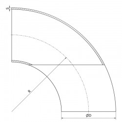 Wine elbow Macon standard SPD (without straight part), 90°, bending radius 1.5D, machined in stainless steel 316L (1.4404)